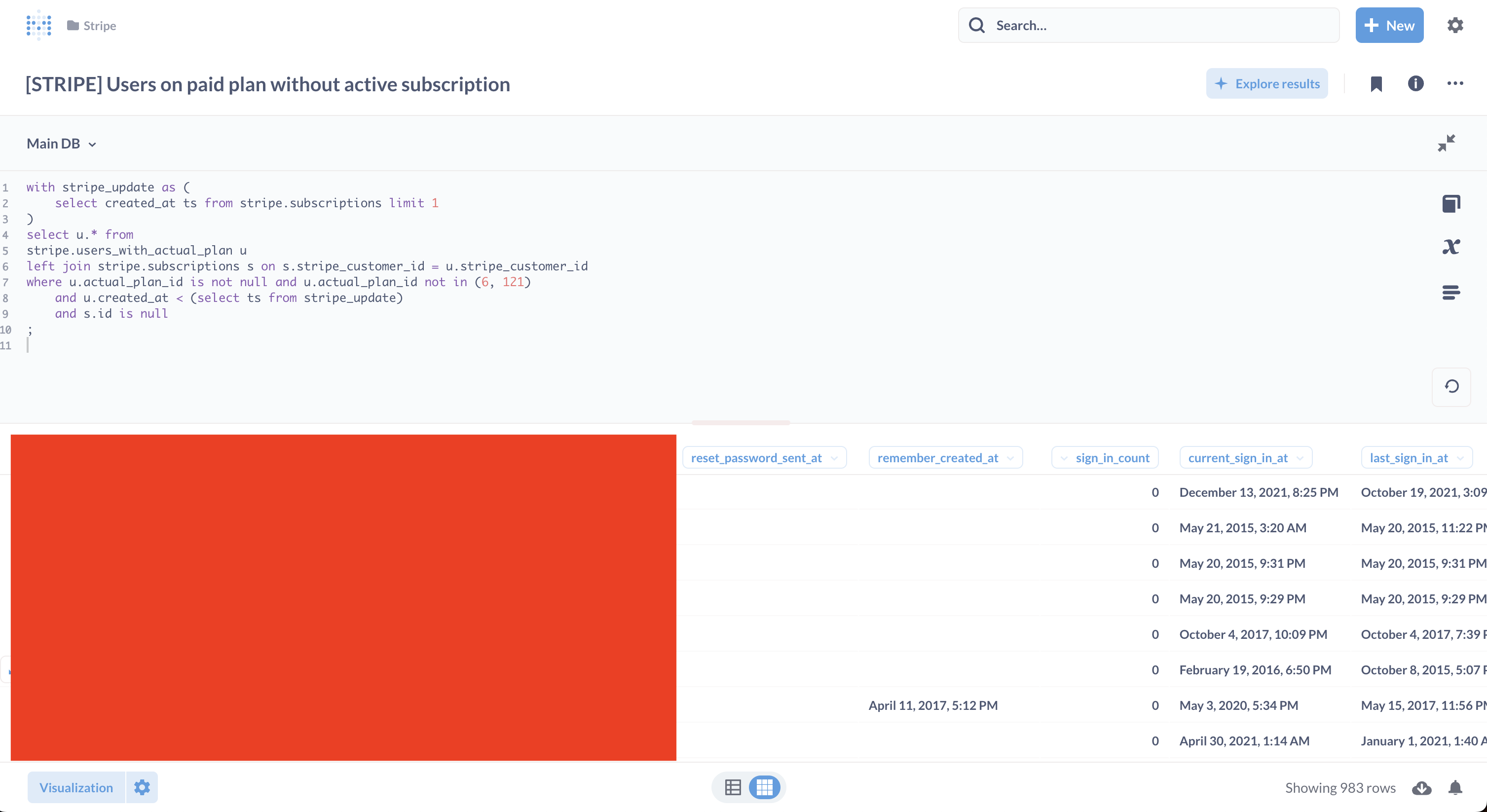 SQL inside Metabase
